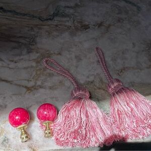 💕💞💓🌸 Pink Palace Bundle—2x pink tassels and 2x pink marble lamp finials. 💕💞💓🌸
